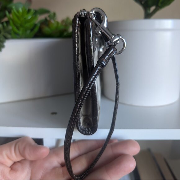 Coach, Signature Wristlet With Turnlock, Brown Canvas & Patent Leather Trim - Picture 6 of 12